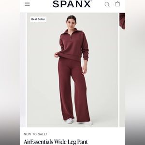 SPANX Air Essentials Wide Leg Pants AND Half Zip Up (Matching Set)